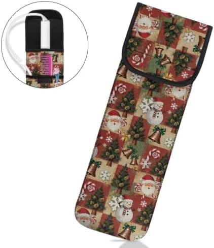 Flashideas Christmas Plaid Flat Iron Case Heat Resistant Neoprene Curling Iron Cover Bag with Pocket Curling Iron Organizers and Storage for Flat Iron, Straightener, Curling Wand/Curling Iron - Image 2
