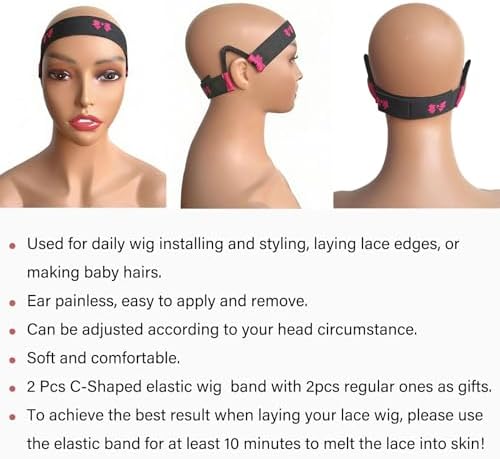 2Pcs Double-Sided C-Shaped Ear Cut Out Wig Melting Band for Lace Front melting, Ear Free Painless adjustable Wig Band for Laying Edges - Image 5