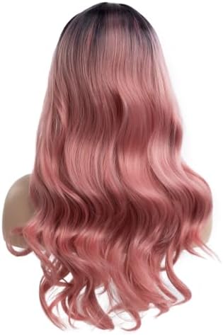 Long Curly Wavy Ombre Pink Wig for Women Synthetic Replacement Costume Halloween Natural Hair Wigs for Daily Use - Image 5