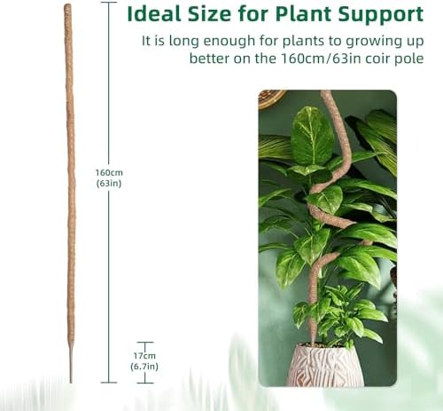Mcbazel 63 Inch Moss Pole for Plants Monstera, Monstera Plant Support Stick, Bendable Moss Poles Plant Support Stick for Climbing Plants, Stick Support Stake Kit for Potted Plants, Pothos,Philodendron - Image 5