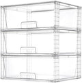 Vtopmart 3 Pack Large Clear Stackable Storage Drawers for Closet, Pantry by Vtopmart