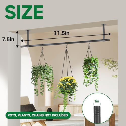 2 pcs Hanging Planters Rod – Plant Hanger Indoor for Window Ceiling, Hanging Plant Shelf for Wall Planter House Plants, Plant Shelves Metal Holder Bar 47.5In (Pots, Plants, Chains not Included) - Image 4