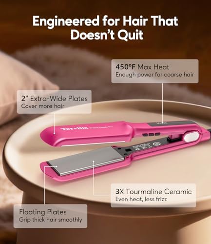 Terviiix 2 Inch Extra Wide Flat Iron Hair Straightener, Ceramic Tourmaline - Image 5