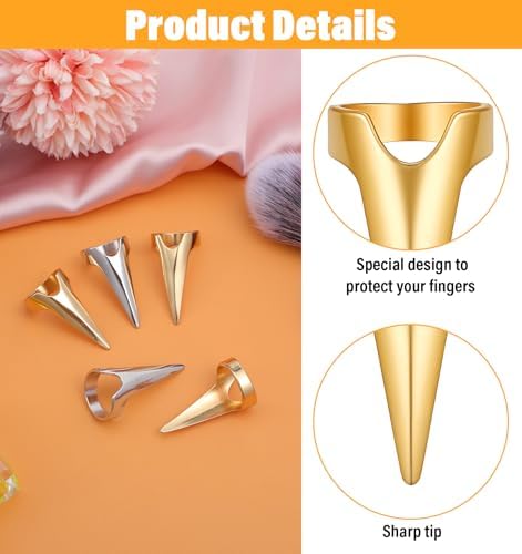 20PCS Stitch Braid Tool Finger, Hair Parting Tool for Women Hair Extensions Stitch Braiding Finger Styling Supplies (Gold, Silver) - Image 3