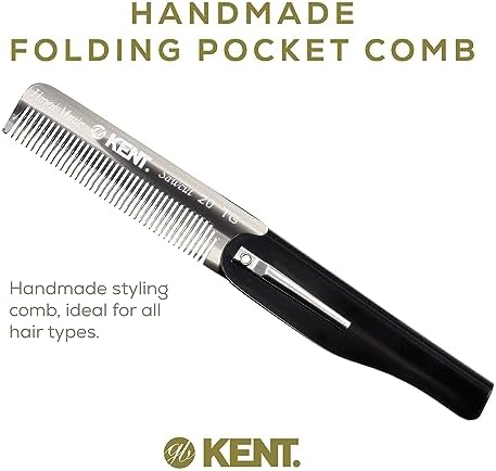 Kent 20T Black Graphite Handmade Folding Pocket Comb for Men, Fine Tooth Hair Comb Straightener for Everyday Grooming Styling Hair, Beard or Mustache, Use Dry or with Balms, Saw Cut, Made in England - Image 3