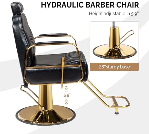 OmySalon Salon Chair for Hair Stylist, Reclining Barber Chair Hairdressing Styling Chair with Adjustable headrest, Beauty Shampoo Barbershop Furniture - Image 6
