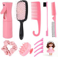 Doll Hair Brush Compatible with American Girl, Doll Wig Brush Set with Spray Bottle Detangle Brush Curly Hair Comb Set Fit for American Girl Doll Accessories, Doll Head Hair Styling Brush Set 8 PCS· by Unknown