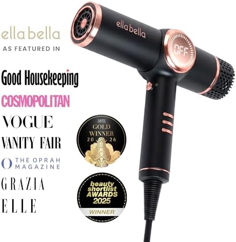 ELLA BELLA® Ionic Hair Dryer with Diffuser - Negative Ion Blow Dryer, Quiet - Image 3