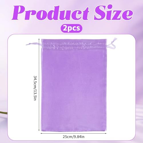 SynHHergyx Wig Storage Bags, 2 Pcs Silk Satin Drawstring Bags Portable Small Wig Travel Bag for Packaging Wigs, Bundles, Hair Extensions (Black, Purple) - Image 2