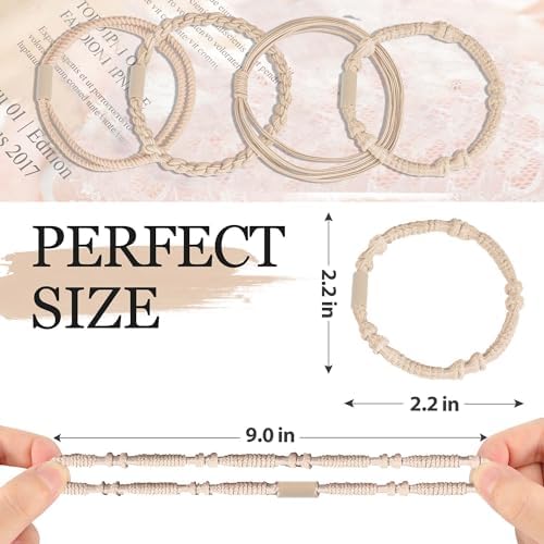 KANPRINCESS Hair Accessories Set for Women: 20 Boho Hair Ties in 5 Neutral Colors, 4 Stylish Hair Bands Bracelets for Thick or Thin No Damage Ponytails - Image 2