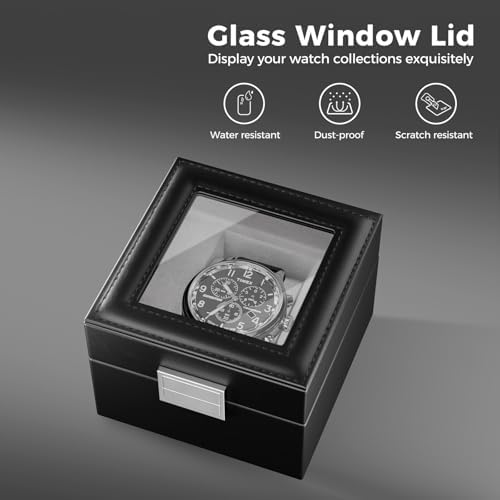 ProCase Watch Box, Single Mens Watch Display Case, 1 Slot, Black - Image 2