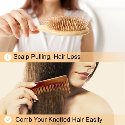 Hair Detangling Comb, 2 Pack Large Cellulose Acetate Wide Tooth - Image 6