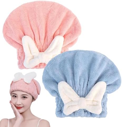 Microfiber Hair Towels Wrap Hair Drying Cap for Women 2Pcs Colors by YUMINGUHC
