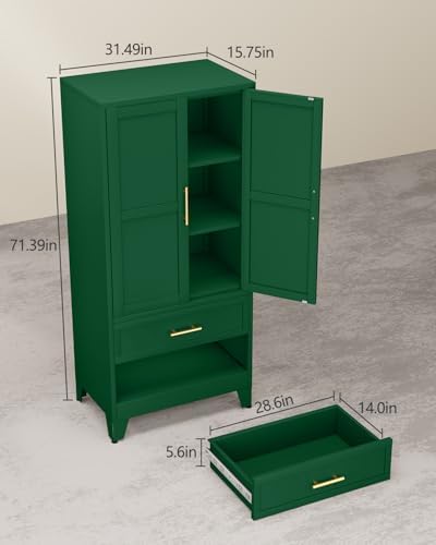 71" Metal Garage Storage Cabinet with 2 Doors 2 Adjustable Shelves - Image 3