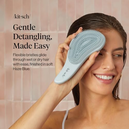 Kitsch Detangler Brush – Gentle Curly Hair Brush All Hair Types - Haze Blue - Image 2
