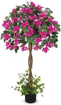 Briful 3.94FT Artificial Bougainvillea Tree in Pot – Faux Silk Bougainvillea Floral Tree Decorative Pink Fake Trees for Home Office Living Room Indoor Outdoor Décor by Briful