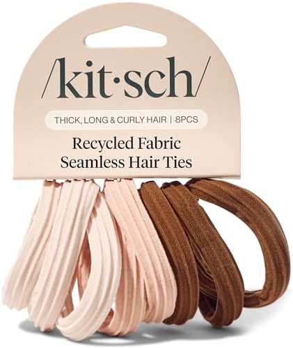 Kitsch Seamless Hair Ties No Damage - Stretchy Hair Bands - Rosewood, 8pcs by Kitsch