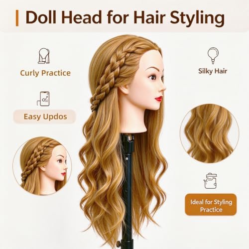Straight Hair Mannequin Head, Cosmetology Mannequin Head for Hair Styling - Image 3