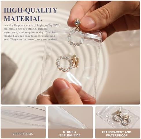 HOMEHIVE Travel Jewelry Bags, 20Pcs Clear Travel Jewelry Organizer, Portable Anti Tarnish Jewelry Storage Pouch Bag Gift for Women Girl, 20Pcs Clear Bags - Image 4