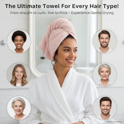 2-Pack Women's Microfiber Hair Towel Wrap: 50% Faster Drying, Ultra - Absorbent & Anti - Frizz for Long and Curly Hair! 40x11 Inches Oversized, Lightweight for Travel, Gym, Spa & Home Use - Image 6