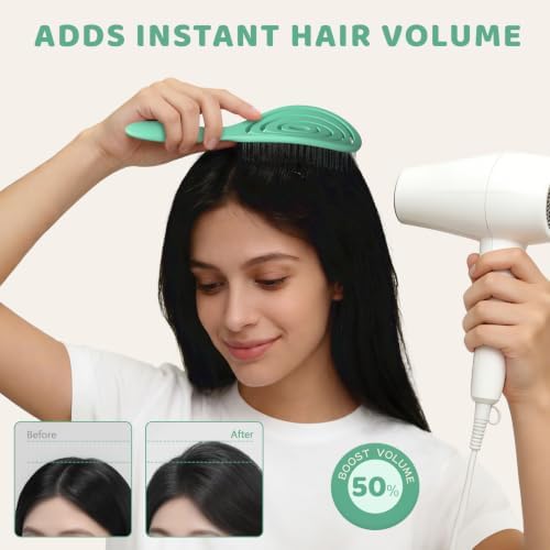 SHINLEA Hair Brush, Detangle Anti Tangle Brush, Spiral Hairbrush for Wet & Dry Hair, Women, Men, Kids, Glide Through Tangles For All Hair Types, Green - Image 6