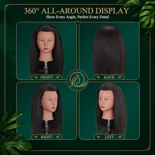 18" Human Hair Mannequin Head with Adjustable Tripod Stand - Image 3