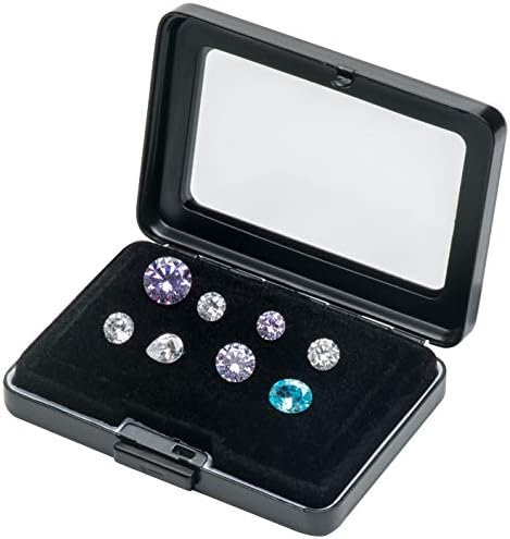 Glass Top Loose Diamond or Gemstone Display Box Case Holder Show Container Metal (Black Large Rectangle) - Image 6