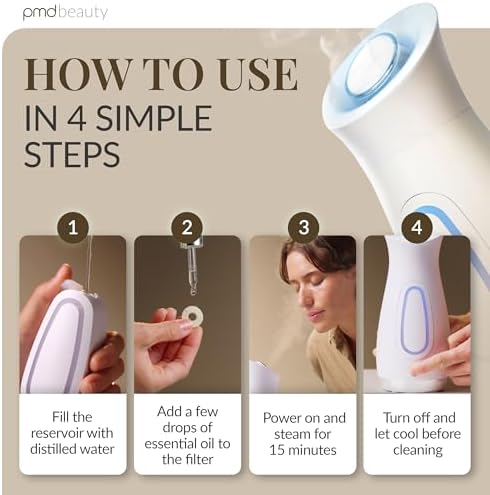 PMD SilkSteam Pro - Spa-Grade Facial Steamer with SilkSteam Technology - Rapid Start-Up - Adjustable, Directional Nozzle - Essential Oil Filters - Dewy, Hydrated Glow - Image 5