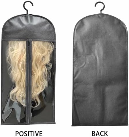Wig Hanger - Dust-Proof Storage Organizer with Hook for Hair Extensions | Wig Bags Storage with Hanger | Wig Storage Bags for Perfect Wig Care(6PCS Black & 6PCS Purple) - Image 3