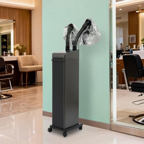 800W Nano Hooded Hair Steamer, Professional Micro Mist Hair Care Steamer with 2 Steam Caps, Salon Hair Deep Conditioning Machine with Adjustable TEM 33.8-167℉ & Timer for Home Salon SPA Use (Black) - Image 2