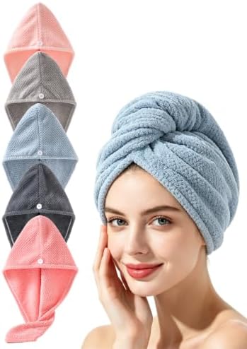 Lumimi Microfiber Hair Towel Wrap for Women 5 Pack 5 Colors B by Lumimi