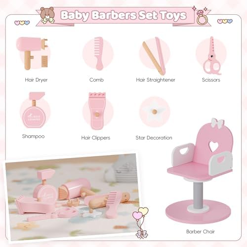 Toddler Vanity for 3 Year Old with 7 pcs Pretend Makeup Accessories, Pink - Image 2