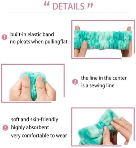 7 Pcs Spa Set, Facial Headband and Wristband Set, Skincare Accessories, College Style Girl Idea Gifts, Hair Accessories for Women and Girls (Tie Dye Green - Image 7