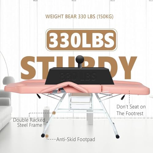 3-Section Spa Massage Table with Hydraulic Stool, 73" Esthetician Bed - Image 5