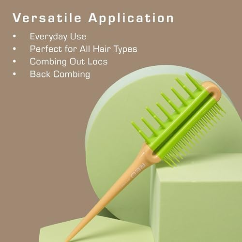 Red by Kiss Detangling Brush for Adults & Kids, Long & Wide Tooth, Mixed-Length Detangler Comb with Rat Tail for All Hair Types - Image 5