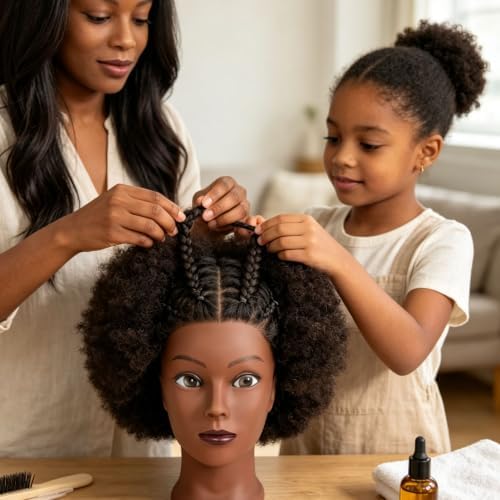 Afro Kinky Hair Braiding Mannequin Head with 100% Human Hair for Styling - Image 6