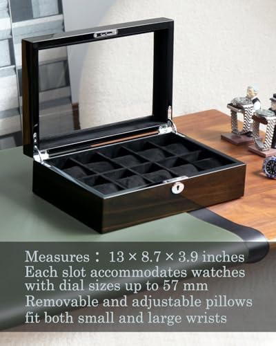 Wooden Watch Display Case 10 Slot Storage Box Organizer Lockable Collection - Image 3