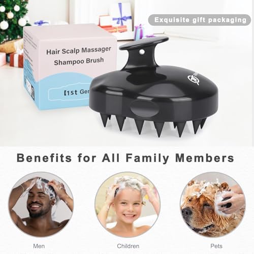 FREATECH Scalp Scrubber Scalp Massager Hair Growth, Shower Shampoo Brush with Silicone Bristles for Dandruff Removal and Hair Care, Wet & Dry Hair Massager Scalp Exfoliator for Men Women Kids，Black - Image 6