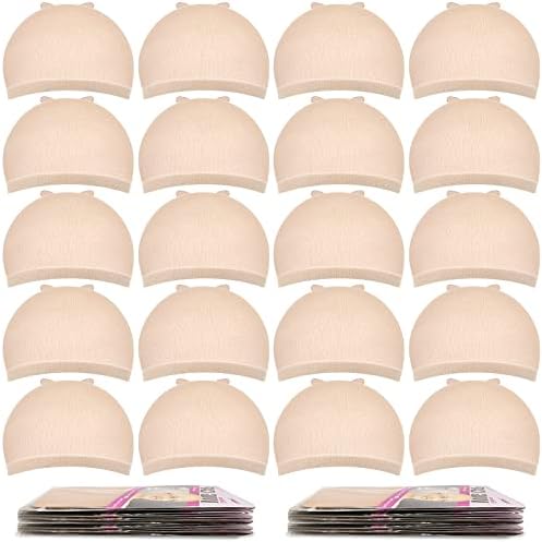 MORGLES 20 Pcs Wig Caps for Women, Stocking Caps for Wigs, Non Slip, Beige by Morgles