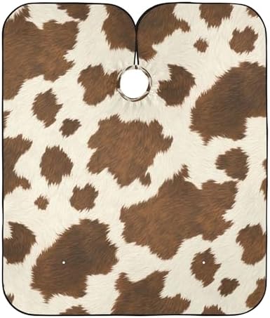 Cow Print Barber Cape, 55.1 x 64.9 inches Waterproof Hair Cutting Cape with Adjustable Neckline for Men & Women, Haircut Capes for Salon, Home Use by Unknown