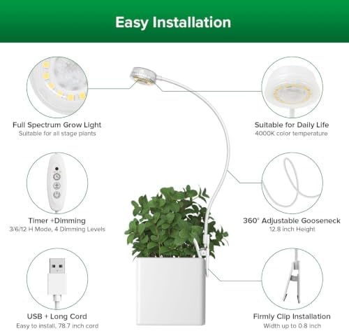 SANSI Grow Lights for Indoor Plants, Pot Clip-On Plant Light, 3-Pack - Image 3