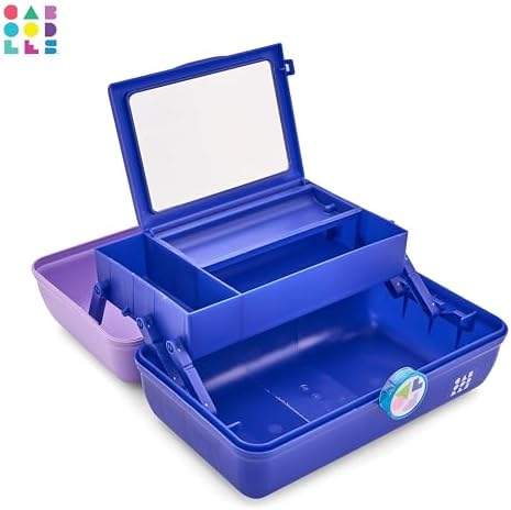 Caboodles On-The-Go Girl Makeup Box, Two-Tone Lilac on Cobalt, Hard Plastic Makeup Organizer Box, Built-In Mirror, Secure Latch for Safe Travel, Spacious Storage for Large Items - Image 7
