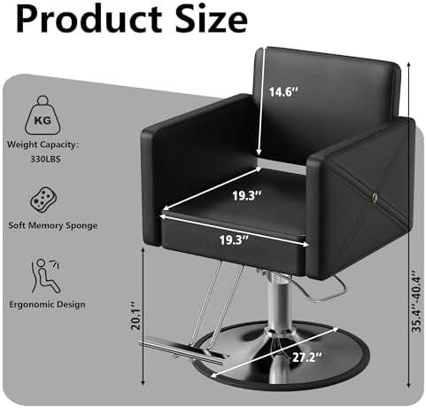 LOUVIXA Barber Chair for Hair Stylist, Height Adjustable Hydraulic Hair Salon Chair, 360 Degrees Rotation, Multi-Function Shampoo Chair for Salon Home Barbershop, Black - Image 3