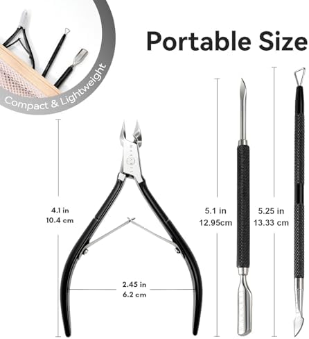 Makartt 3-Pack Black Cuticle Nipper Set, Pusher & Nail Trimmer - Image 6