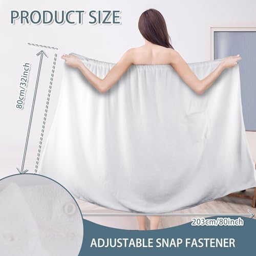 SINLAND Microfiber Women Spa Wrap Bath Body Towels, White, 32"x80" - Image 2
