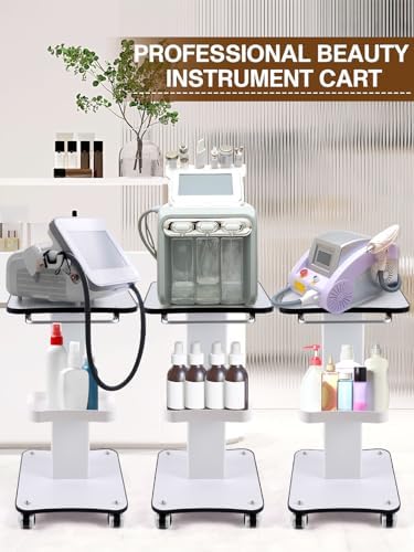 Kalolary Beauty Salon Trolley Cart, Aluminum Spa Rolling Cart with Wheels Beauty Instrument Tray Rolling Cart with Tray Salon Rolling Trolley Cart, Back Metal Border - Image 7