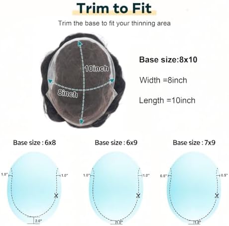 Toupee Hair for Men’s Gray Hair System Human Hair Q6 Hair Unit 1B10# - Image 3