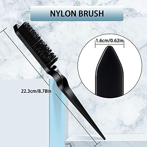Geiserailie 3 Pcs Slick Back Hair Brush Set Bristle Brush, Black - Image 3