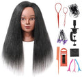 Mannequin Head with 100% Real Hair, 16" Cosmetology Mannequin Manikin Training Practice Doll Head for Hairdresser Braiding Hair Styling Hairdressing with Clamp Holder- Black by Armmu
