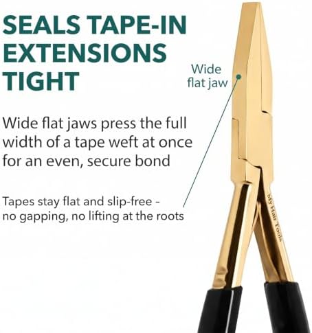 My Hair Tools Tape In Extension Pliers Smooth Jaw Sealing Tool, Gold - Image 4